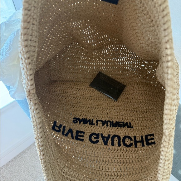 Saint Laurent rive gauche raffia tote bag in natural - Picture 3 of 4